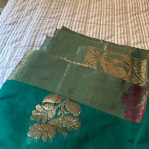 Green gold sari work sari - Picture 6 of 6